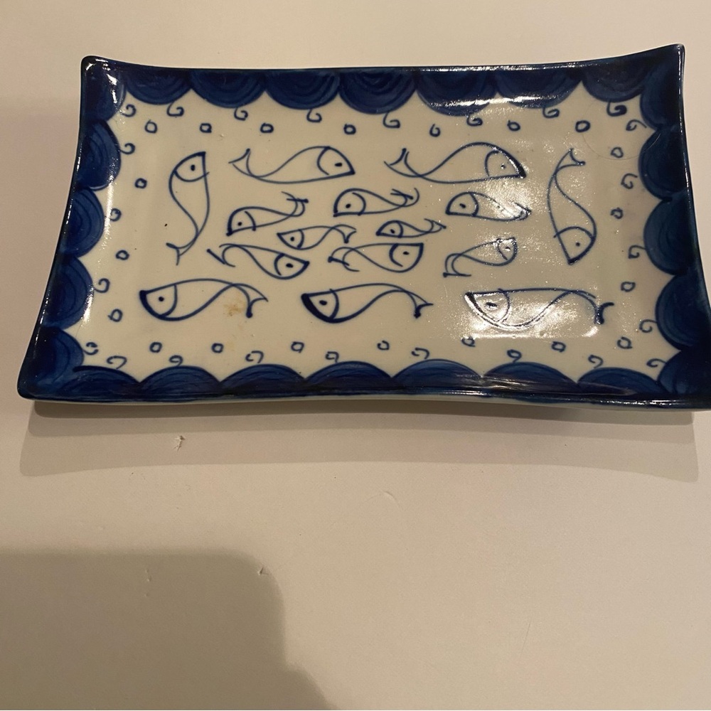 Ceramic Fish Design sushi plate 7 1/4” x 4 1/4”